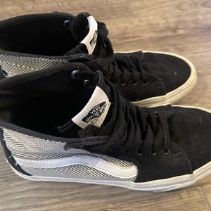 Vans high tops, black/gray. Women size 7, or men size 5.5.